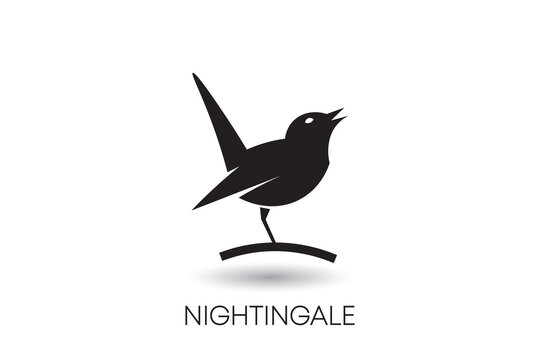 nightingale logo design, nightingale silhouette logo, nightingale icon.