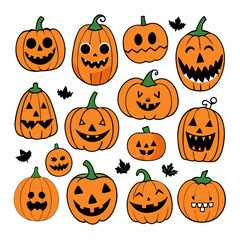 Pumpkin character set halloween