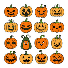 Pumpkin character set halloween