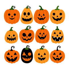 Pumpkin character set halloween
