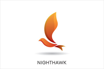 Nighthawk bird abstract logo, minimalist nighthawk logo, icon, symbol.