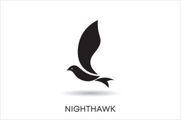 Nighthawk bird abstract logo, minimalist nighthawk logo, icon, symbol.