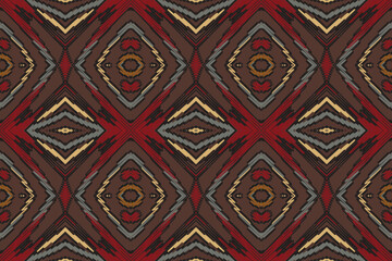 Ikat tribal Indian seamless pattern. Ethnic Aztec fabric carpet mandala ornament native boho chevron textile.Geometric