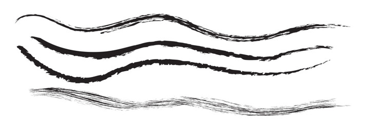 Black line, grunge brush strokes, ink paint set, EPS 10. Paint brushes. Paint splatter Paint stroke, ink stroke, Black Grunge Paint Banners on transparent background. Dirty artistic vector design.