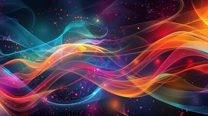 Obraz premium Colorful abstract wave patterns with glowing effects