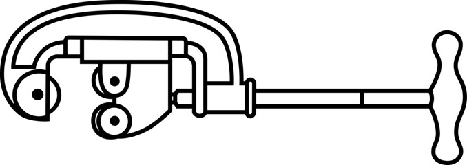 Steel pipe cutter drawn with black lines
