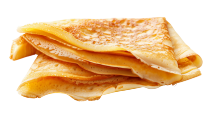 Delight in the simple elegance of a homemade crepe, a thin and tender pancake crafted with care, perfect for a variety of sweet or savory fillings.