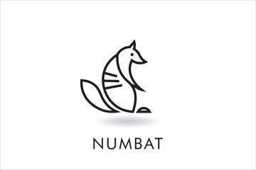 Numbat logo with minimalist design, numbat silhouette logo, numbat icon.