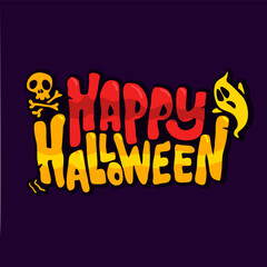 Happy Halloween title lettering. Typography design illustration. Vector logo for poster or party invitation