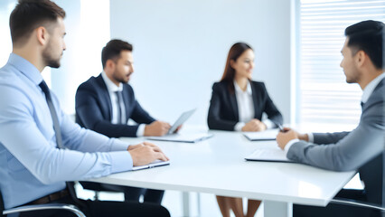 Obraz premium Business meeting concept photo, business meeting room, ai generated