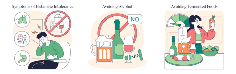 Low Histamine Diet. Flat Vector Illustration