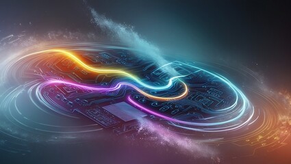 Obraz premium Vibrant digital abstract technology background 