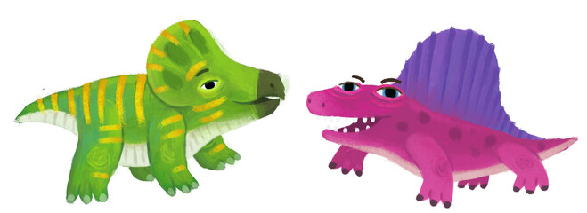 cartoon happy and funny colorful prehistoric dinosaur dino dimetrodon isolated illustration for children