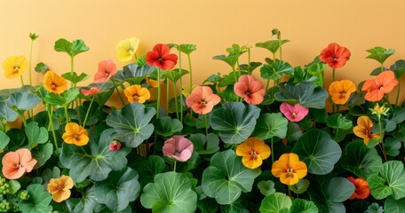 Obraz premium Vibrant Yellow, Orange, Red, and Pink Flowers in a Garden