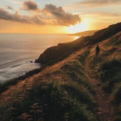 Sunset Overlooking a Coastal Path