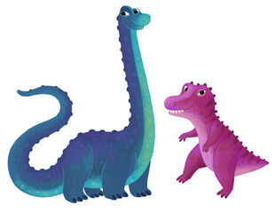 cartoon happy and funny colorful prehistoric dinosaur dino tyrannosaurus isolated illustration for children