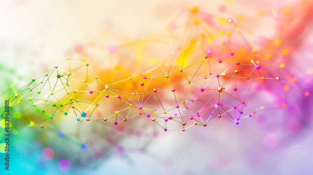 Poster abstract digital network dots connected with modern futuristic colorful background concept. ai gener