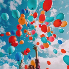 Celebration With Balloons in the Sky