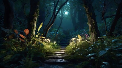 Mystic Moonlit Glade: Enchanted Glow background
