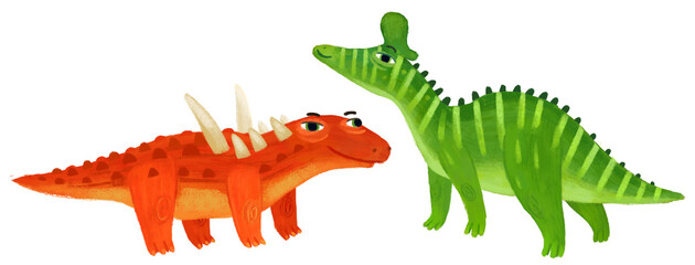 cartoon happy and funny colorful prehistoric dinosaur dino lambeosaurus isolated illustration for children