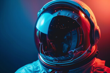 Fototapeta premium Front view of astronaut in the space