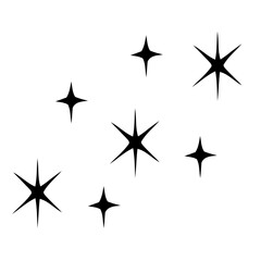 Black stars of various sizes against a white background