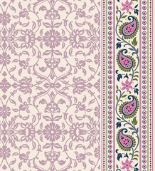 wedding card design, traditional paisley floral pattern , royal India	