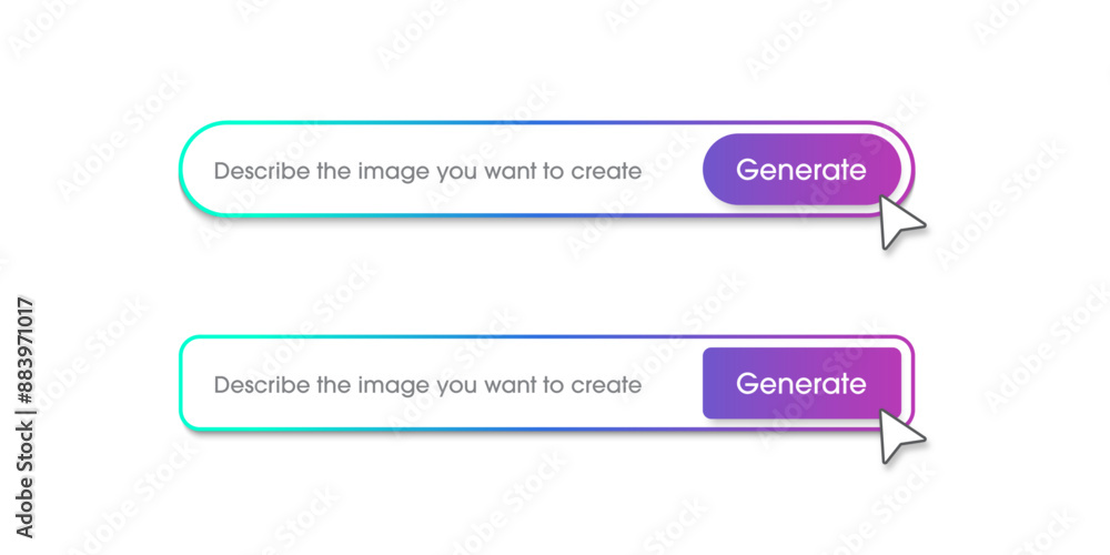 Poster Generative AI bar. Input prompt as commands for create. gradient color generate bar, Flat design. Machine learning technology concept. Vector illustration design for UX UI and App.