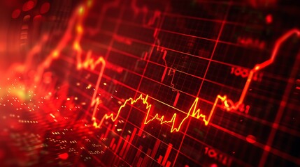 Obraz premium Red Stock Market Chart
