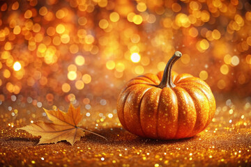 Autumn Background with Colorful Orange Leaves and Branches, Falling to the Ground, Template with Space for Copy