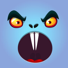 Funny cartoon vampire face. Vector monster square avatar