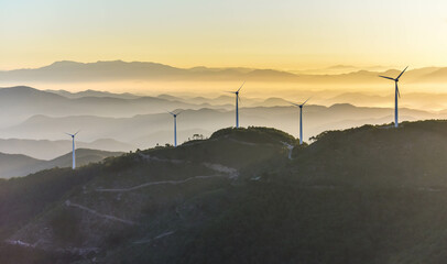 wind turbines in the mountains