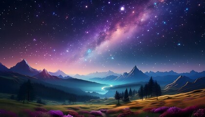 Starry Night Over Mountain Range