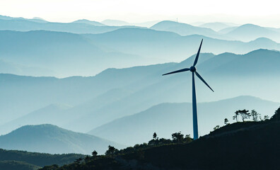 wind turbines in the mountains