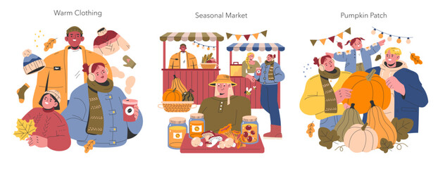 Welcome Fall. Flat Vector Illustration