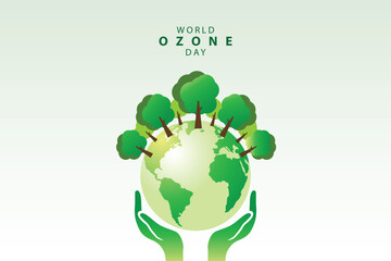 Hands protecting earth for World Ozone Day concept background. EPS Vector File