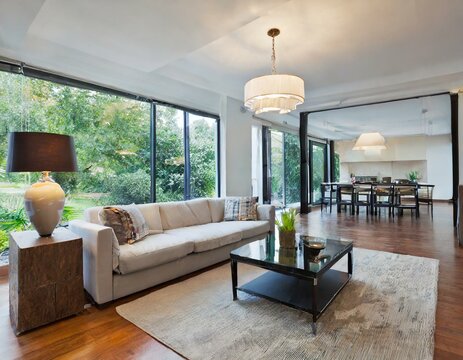 Modern eingerichtetes gro&szlig;es Wohnzimmer 