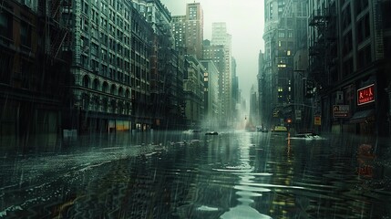 Flooded city streets caused by climate change, powerful imagery