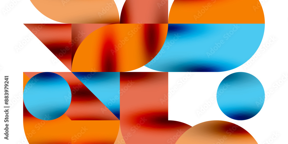 Poster tech minimal circular shapes geometric art. vector modern circles