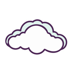 A white cloud-shaped icon with a purple outline