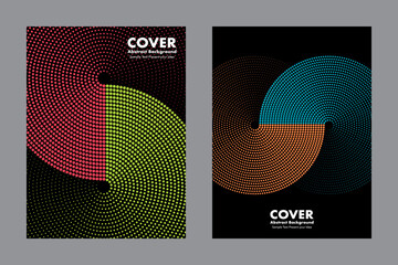 Modern vector geometric abstract background featuring an infinity symbol design and halftone dot pattern combining two colors together. For cover, digital artwork, posters.