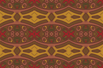 Ikat tribal Indian seamless pattern. Ethnic Aztec fabric carpet mandala ornament native boho chevron textile.Geometric