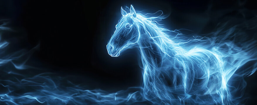 Patronus horse ethereal stallion with copy space