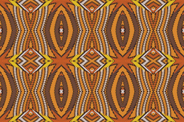 Ikat tribal Indian seamless pattern. Ethnic Aztec fabric carpet mandala ornament native boho chevron textile.Geometric