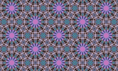 Seamless design of hexagonal purple lilac pink flowers
