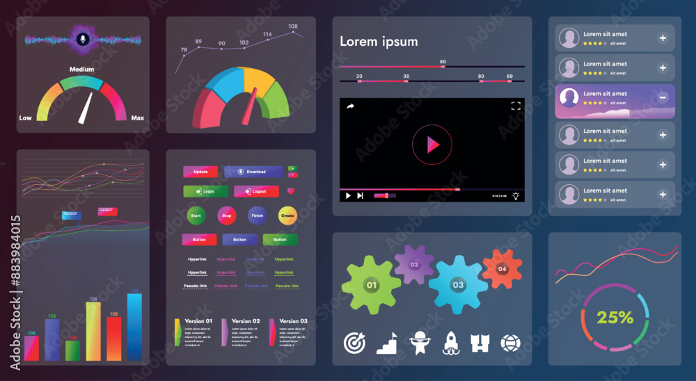 Wall mural the picture shows the interface of a web application or site, consisting of navigation elements, but