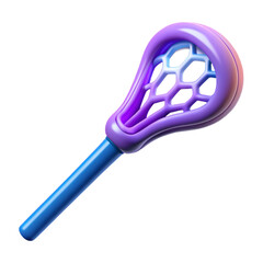 Detailed 3D plastic lacrosse stick icon with glossy finish and vibrant colors
