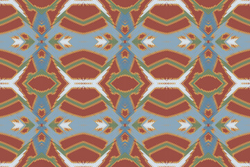 Ikat tribal Indian seamless pattern. Ethnic Aztec fabric carpet mandala ornament native boho chevron textile.Geometric