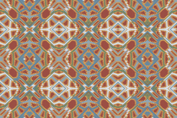 Ikat tribal Indian seamless pattern. Ethnic Aztec fabric carpet mandala ornament native boho chevron textile.Geometric