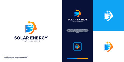 energy solution logo with solar panel and sun concept ,modern logo design. © dhulpikir